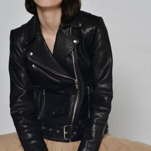 VEDA women's Jayne classic leather jacket, small